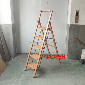 Escada Dobrável de Alumínio com Acabamento em Madeira, Suporte para Exposição de Flores de 5 Níveis, Escada para Uso Interno e Externo, Jardim, Cozinha, Prateleira de Armazenamento - Product Image 6