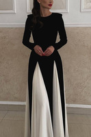 Robe de soirée pour femmes sexy contrastée, élégante, mince, à manches longues, tenue de soirée, été, 2024