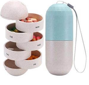 卸売ミニプラスチックカプセルピルボックスプラスチックラウンド7日週7コンパートメントトラベルポケットピルオーガナイザーボックス - Product Image 4