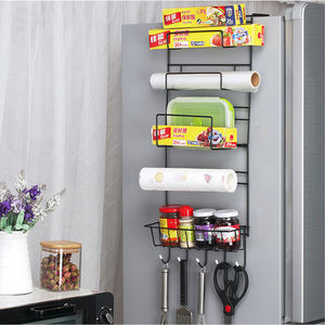 Soporte de Metal para el hogar, estante de almacenamiento para nevera, montado en la pared, con gancho colgante - Product Image 5