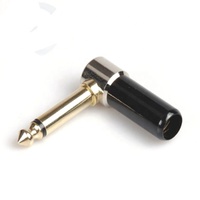Cuerpo negro Soldadura dorada 1/4 "6,35mm Ángulo recto Mono TS Conector de audio para altavoz