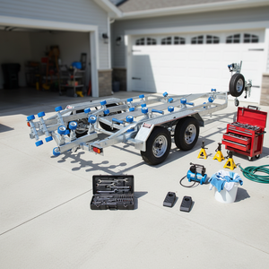 <span class=keywords><strong>Remorque</strong></span> marine à double essieu de 7,1 m, robuste, pour le transport de bateaux, certifiée CE, haute stabilité - Product Image 1