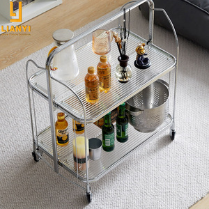 Hot bán kim loại phòng khách giỏ hàng với bánh xe 3 Tier lưu trữ nhà bếp Xe đẩy cán giỏ hàng - Product Image 2
