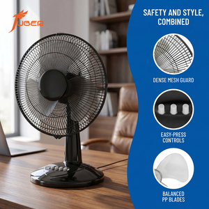 Ventilateur de bureau oscillant de 16 pouces, grille en métal plein, ventilateur de table, 3 pales en plastique, ventilateur à haut débit d'air pour la maison - Product Image 5