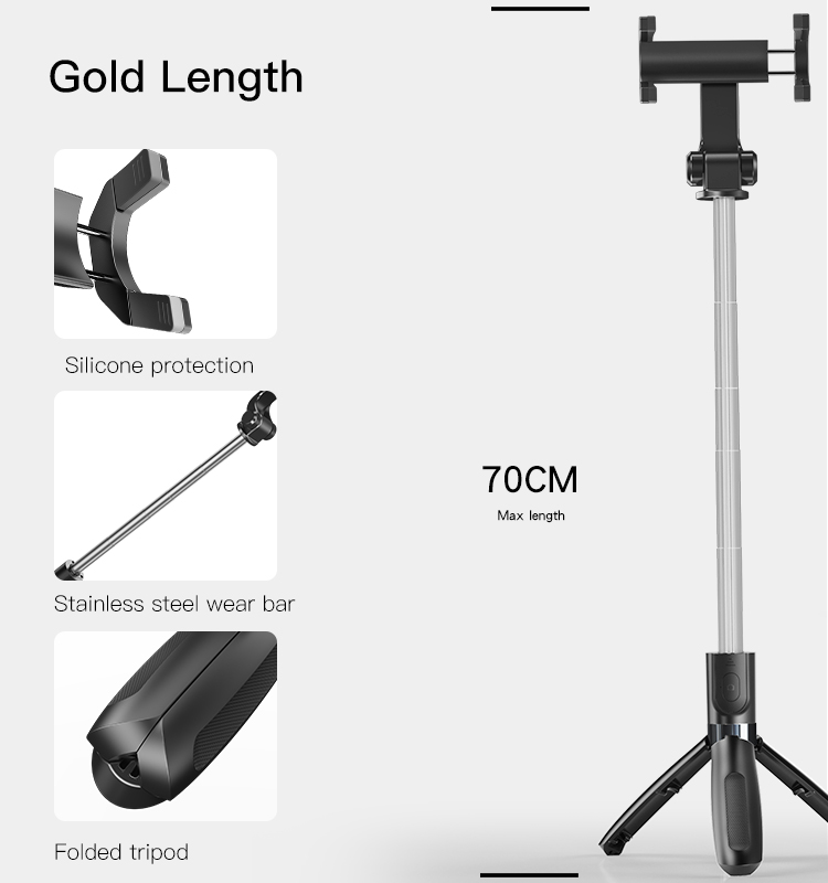 Yesido SF11 Flexible 5 part telescopic triple selfie stick phone holder