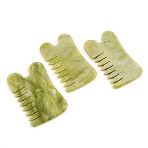 Pente de <span class=keywords><strong>guasha</strong></span> natural massageador de pedra jade, real, natural, para cabeça, couro cabeludo - Product Image 3