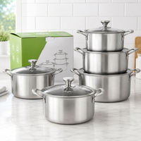 Batterie de cuisine à induction en acier inoxydable triple couche 304, ensemble polyvalent comprenant une casserole, une poêle et une casserole à sauce, pour restaurants professionnels et cuisson saine
