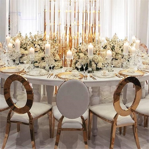 Usine en gros bague en or chaise de dossier chaise de mariage O dos en acier inoxydable événement chaise de banquet - Product Image 1