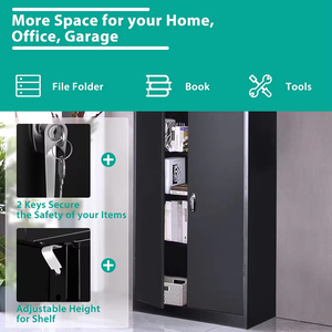 Abschließbarer Akten schrank aus schwarzem Metall mit 5 Regalen für die Organisation - Product Image 5