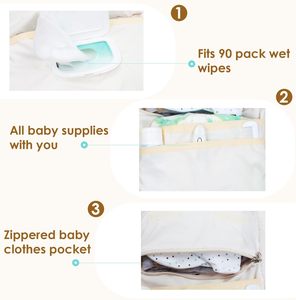 Organisateur de sac de bébé de conception de logo de fleur Mini imperméable couche-culotte fourre-tout <span class=keywords><strong>pliable</strong></span> voyage ensemble pour le cadeau de douche de bébé de maman - Product Image 3