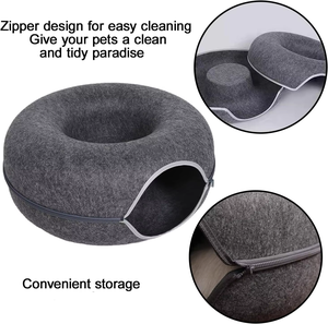 Nuevo diseño de accesorios para productos para mascotas, fieltro lavable personalizado, juguete para gatos, Donut, túnel para gatos, cama, Donut, cueva para gatos - Product Image 5