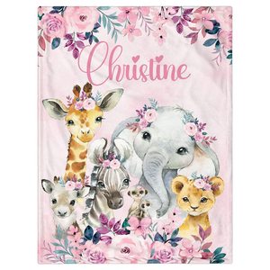 Cute Baby <b>Animals</b> Flannel <b>Blanket</b> Throw <b>Blanket</b> Nap <b>Blanket</b> Lightweight Breathable for Bed Sofa Couch Custom Print Wholesale - Product Image 2