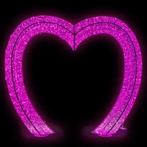Çoklu renk değiştirme etkisi büyük LED dekorasyon ışıkları aşk kalp şeklinde 3D kemer Motif aydınlatma