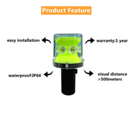 Balise lumineuse solaire LED clignotante synchronisée en PC/ABS, étanche IP66, portée visuelle 500m, pour la sécurité routière et l'avertissement de circulation