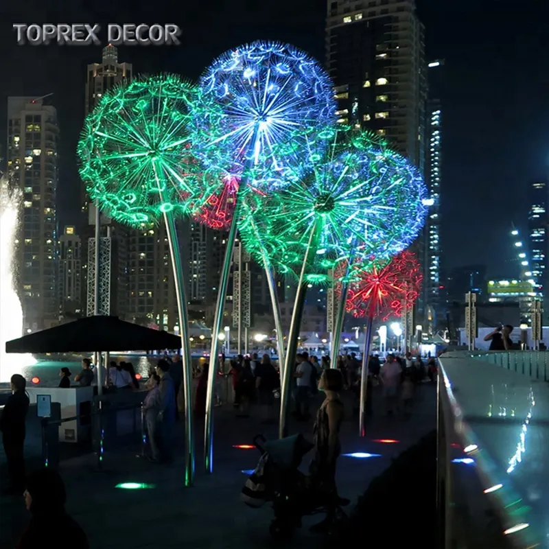 Toprex outdoor fiber optic dandelion decoration flower led standing white string light