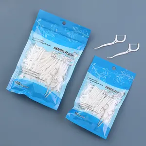 50pcs ב 1 שקית חד פעמי שיניים Flosser שינית מברשת סטיק קיסמים חוט דנטלי פיק אוראלי מסטיק שיניים ניקוי טיפול