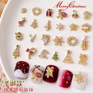 Nouveau à la mode 3D noël Nail Art accessoires 1 pièces étincelle métal zircone flocons de neige <span class=keywords><strong>renne</strong></span> arbres de noël alliage ongles - Product Image 2