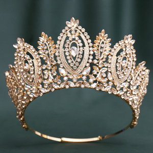 Corona Barroca Grande con Incrustaciones de Diamantes de Imitación, Suministro Directo de Fábrica QS, para Concursos de Belleza, Miss Mundo, Miss Europa - Product Image 1