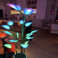 Lampe de nuit dynamique à plantes artificielles, décoration LED magique pour plantes d'intérieur, lumières de table à changement de couleur pour salon, feuille magique