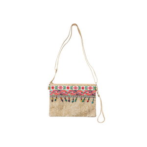 Borsa a Tracolla Etnica con Perline Floreali 18x20cm - Product Image 1