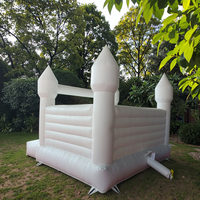 Château Gonflable Commercial Blanc 4m*4m en PVC pour Fête et Événements Familiaux Extérieurs, Idéal Mariage