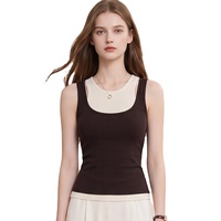 Gilet thermique sans manches de haute qualité pour femme, color block, en mélange de laine, idéal pour l'hiver, le bureau et le quotidien