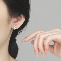 Blumen-Perlen-Ohrstecker 925 Sterling Silber Zirkon Süße Zarte Ohrringe