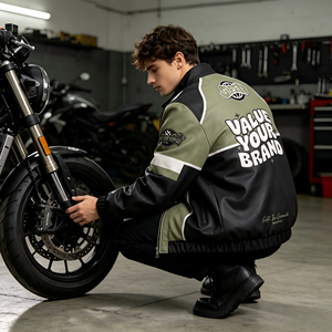 Chaqueta de Motociclismo ODM Block Racing Unisex, Cuello Largo, Chaqueta de Motociclista con Logotipo Personalizado Bordado e Impreso, Moda para Clubes de Carreras - Product Image 5