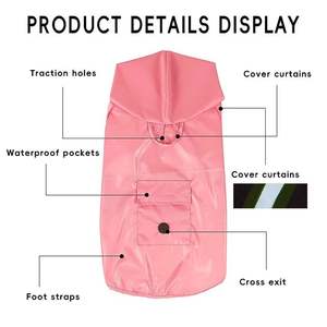 बैंगनी गुलाबी उच्च दृश्यता पॉलिएस्टर कुत्ते वर्षा जैकेट गर्मियों के मौसम के लिए छोटे पालतू जानवरों के लिए हल्के जलरोधी पोंचो - Product Image 4