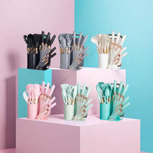 Lot de 19 ustensiles de cuisine en silicone antiadhésifs avec poignée, comprenant spatule et cuillère – Outils de cuisson essentiels pour la vente en gros - Product Image 5