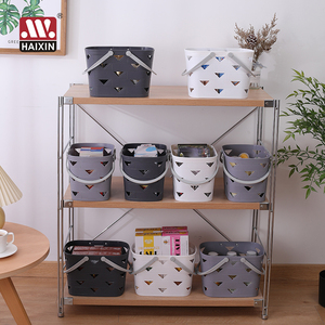 Cestas Organizadoras de Plástico con Asas para Baño, Cocina y Compras, Color Blanco y Gris, Marca Haixin - Product Image 3