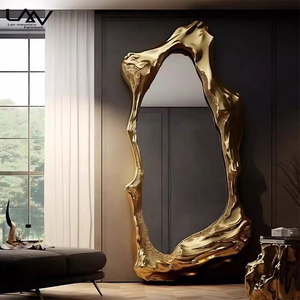 Thiết Kế Phong Cách Phòng Ngủ Cloakroom Sang Trọng Trang Trí Gương Khách Sạn Biệt Thự FRP Khung Với Kính Vàng Giọng Gương Đồ Nội Thất - Product Image 3