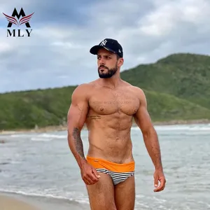 MLY مخصص شعار الذكور السباحة موجزات ملابس الرجال وجيزة مثير ملابس السباحة سروال سباحة قصير