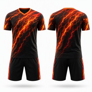 2026 Custom Sublimatie Voetbaltenue Set Magma Flare Lava Patroon Snel Droogend Ademend Voetbaluniform OEM ODM Team Kit MOQ 1 - Product Image 1