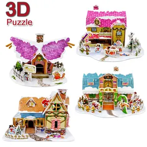 Mevsimlik hediye çocuk için noel öğesi 3D köpük bulmaca Christmas House bulmaca