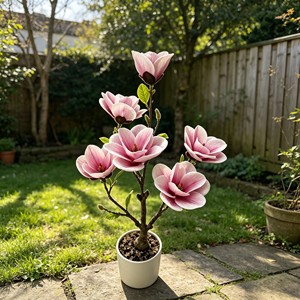 Artificial Magnolia <b>Tree</b> Realistic Real Touch Leaves and Flowers Perfect for Home Decor, Living Room, Wedding & Hotel Decor - Product Image 3