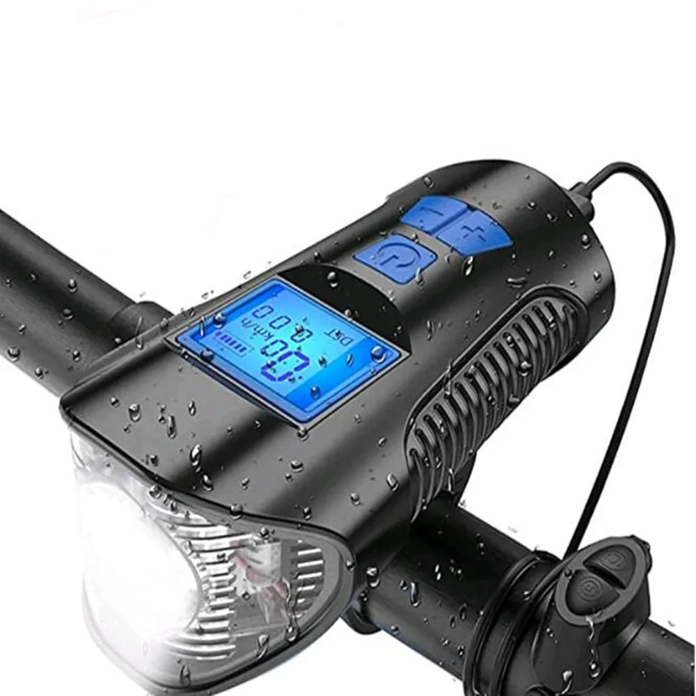 USB Charging bike headlight Front Light Handlebar cycle light with digital LCD Display Waterproof Bicycle Light bike accessories