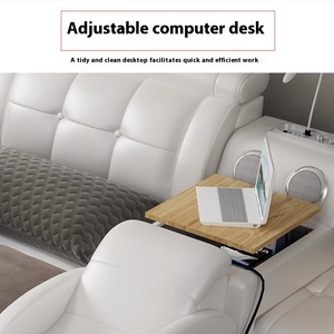 Многофункциональная Современная минималистская двуспальная кожаная кровать Массажная татами кровать с проектором для спальни виллы - Product Image 3