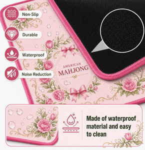 Tapete de Mahjong de Lujo Color Rosa Coquette con Cinta, Tapete de Juego de Neopreno con Reducción de Ruido y Bolsa de Viaje para Regalos - Product Image 5