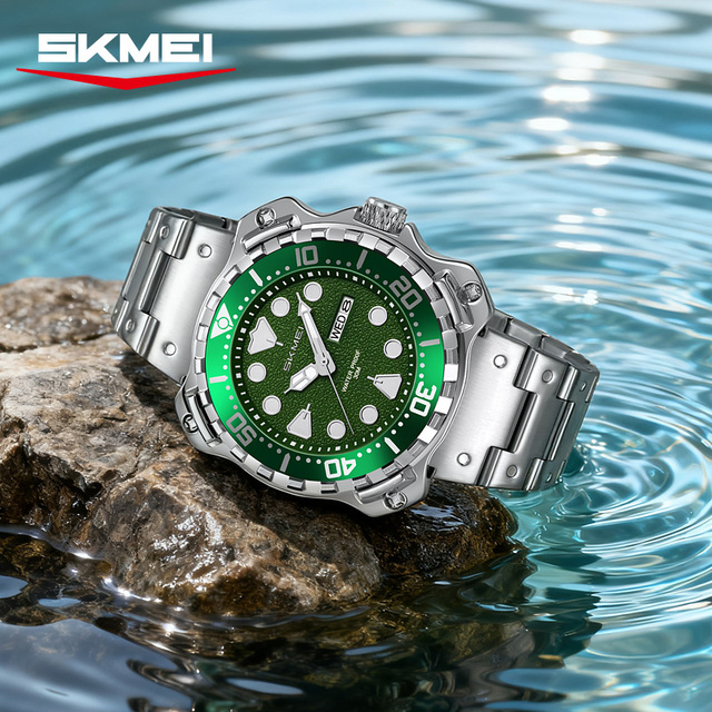 SKMEI 9385 Unique Quartz Watches Irregular Shape Case  Waterproof Stainless Steel Watch Band Watch  Men Quartz Movement