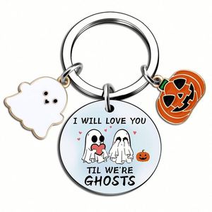 Design Custom Halloween Color-printed Metal Keychain Ghost Pattern Pendant Accessories - Product Image 2