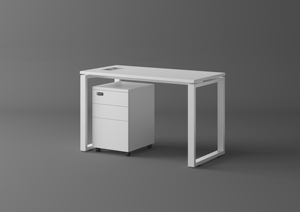 Escritorio de Oficina Blanco JUOU, Escritorio Ejecutivo Moderno en Forma de L, Patas Metálicas Extensibles, Panel de Madera, Mesa de Oficina Ejecutiva - Product Image 5