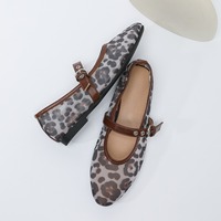 Ballerines respirantes pour femmes, mode printemps-été, chaussures décontractées Mary Jane à imprimé animal, ballerines en maille