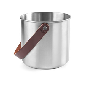 Raffreddatore per Bottiglie Moon Inox in Acciaio Inox da 12 Oz con Manico in Pelle per Uso Esterno - Product Image 1