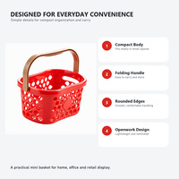 Mini panier cadeau en plastique avec poignée pliable pour les ensembles promotionnels, l'emballage de détail et la présentation des produits
