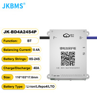 BMS JK-BD4A24S4P JK-BD4A24S6P JK-BD4A24S10P avec équilibrage actif pour batteries LiFePO4 Li-ion de vélos électriques, scooters et véhicules électriques légers
