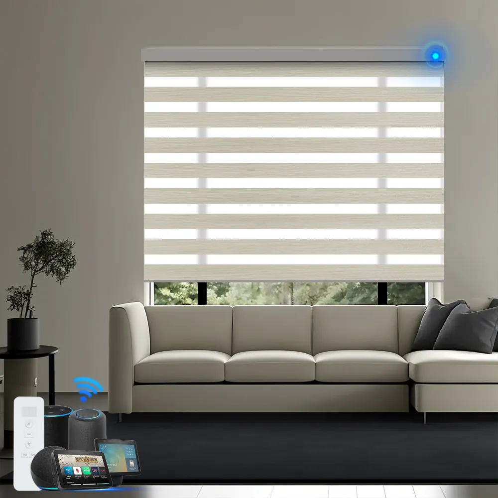 Zigbee Wifi Smart Electric Window Persianas automáticas Blackout Roller Double Layer Dia E Noite Shades Turquia Zebra Blinds Motor