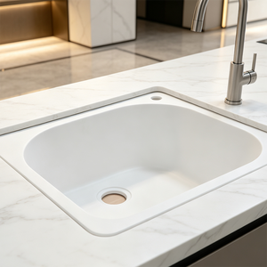 Lavello <span class=keywords><strong>da</strong></span> <span class=keywords><strong>Cucina</strong></span> Incassato Opaco, Monoforo, Bianco, Facile <span class=keywords><strong>da</strong></span> Installare, Adatto per Cucine Moderne - Product Image 3