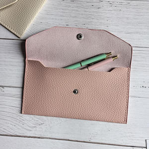 Venta al por mayor de encargo <span class=keywords><strong>del</strong></span> tamaño personal de viaje portátil Beige Negro Pu Cartera de cuero cierre a presión dinero en efectivo sobre bolsa de banco - Product Image 1