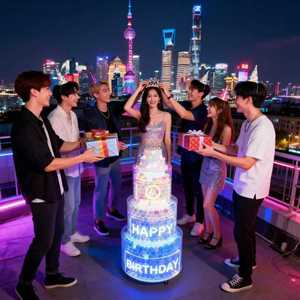 Acrylic Birthday Cake Cart With <b>Led</b> <b>Light</b> Display For Party Decoration Commercial Use - Product Image 2